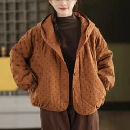 Johnature Women Vintage Hooded Button Parkas Warm Polka Dot 2025 Winter New Loose Casual Soft Female Pockets Thick Parkas