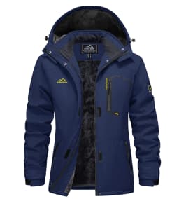 TACVASEN Women Winter Waterproof Ski Parka Jacket Thermal Fleece Windproof Casual Work Jacket Padded Snow Down Coat With Pockets