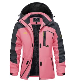 TACVASEN Women Winter Waterproof Ski Parka Jacket Thermal Fleece Windproof Casual Work Jacket Padded Snow Down Coat With Pockets