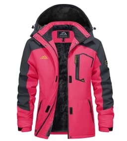 TACVASEN Women Winter Waterproof Ski Parka Jacket Thermal Fleece Windproof Casual Work Jacket Padded Snow Down Coat With Pockets