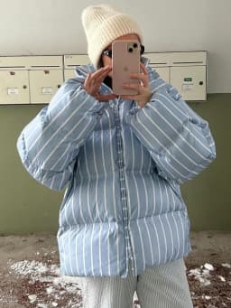 Upgraded Larger Thicker Women's Cotton Coat Striped Hooded Single Breasted Long Sleeve 2026 New Casual Female Coats Loose Outfit