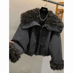Trend Fleece Lined Winter Warm Women's Jacket Fur Trim Patchwork Long Sleeve Puffer Jacket New Versatile Short Top Parkas Coats