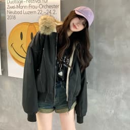 2026 American Retro Fur Collar Hooded Parkas Trend High Street Short Winter Jacket for Women Y2K Fashion Cotton Padded Outwear