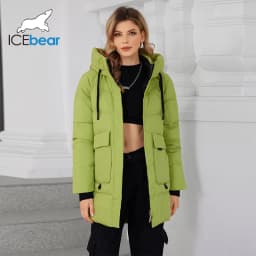 ICEbear Women's Winter Padded Jacket 2024 Hooded Zipper Warm Stylish Coat GWD3781I