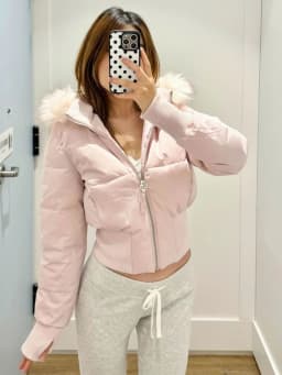 Aesthetic Vintage Short Zipper Padded Coat Women Winter Design Long Sleeve Fur Collar Outerwear Casual Retro New Down Jacket