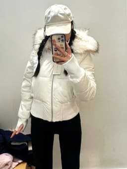 Aesthetic Vintage Short Zipper Padded Coat Women Winter Design Long Sleeve Fur Collar Outerwear Casual Retro New Down Jacket