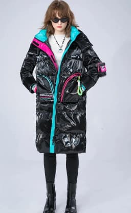 Winter Glossy Long Hooded Jacket Parka Women White Duck Down Big Pocket Knee Length Down Jacket Female Warm Down Outwears Coat