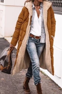 Europe and America Autumn and Winter New Fashion Leisure Long Cotton Jacket, Women Solid Color Fleecing Hooded Padded Jacket