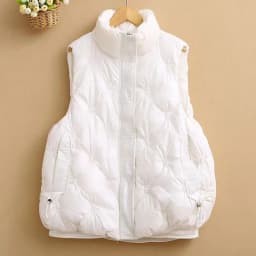 Women's Cotton Waistcoat Loose Vest Stand-up Collar Shiny Finish No-wash Sleeveless Outerwear Waistcoat Comfortable Warm Women