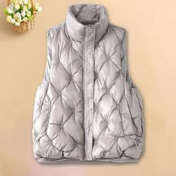 Women's Cotton Waistcoat Loose Vest Stand-up Collar Shiny Finish No-wash Sleeveless Outerwear Waistcoat Comfortable Warm Women