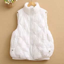 Women's Cotton Waistcoat Loose Vest Stand-up Collar Shiny Finish No-wash Sleeveless Outerwear Waistcoat Comfortable Warm Women