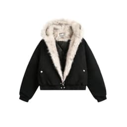 Subculture Punk Faxu Fur Hoodies Coats Harajuku Streetwear Zipper Solid Parkas Jacket Aesthetic Style Vintage Hooded Harajuku
