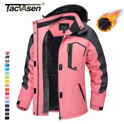 TACVASEN Winter Ski Snowboard Jacket Womens Waterproof Thermal Heavy Fleece Jackets Casual Work Rain Work Coat Windbreaker Parka