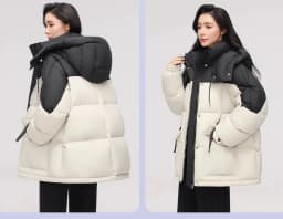 Women Winter New Down Cotton Jacket Short Fashion Korean Thickened Niche Colorblocking Hooded Jacket Cotton Jacket Winter