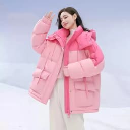 Women Winter New Down Cotton Jacket Short Fashion Korean Thickened Niche Colorblocking Hooded Jacket Cotton Jacket Winter