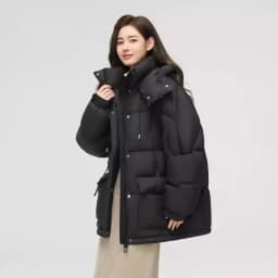 Women Winter New Down Cotton Jacket Short Fashion Korean Thickened Niche Colorblocking Hooded Jacket Cotton Jacket Winter