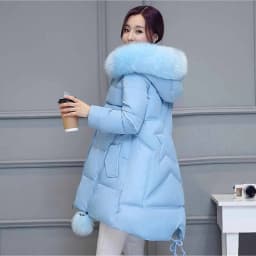 Autumn Winter New Women's Parka Thick Down Cotton Jacket Fur Collar Hooded A-line Type Long Cotton Padded Coat Female G388