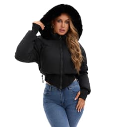 Parkas Women Short Coats Hooded Zipper Full Sleeve Thick Warm Y2k Streetwear Elegant Splice Work Coat Autumn Winter 2025