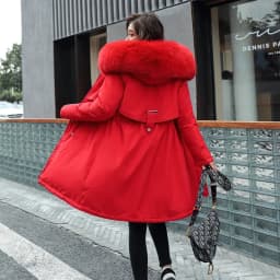 Cotton Liner Parker Women Long Coat Parka Coats Adjustable Waist Fur Collar Winter Jacket Coat Medium Long Hooded Parka Jackets