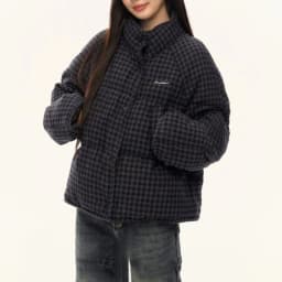 Korean-style Plaid Short Cotton Jacket Thickened Warm Stand Collar Loose Plus-size Winter Jacket Casual Long-sleeve Outerwear