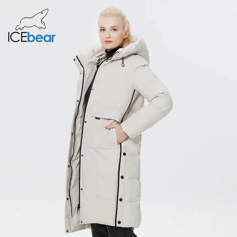 ICEbear 2023 Winter Women Jacket Long Cotton Big Pockets Ladies Coat Women's Thickened Warm Parka GWD22578-1D