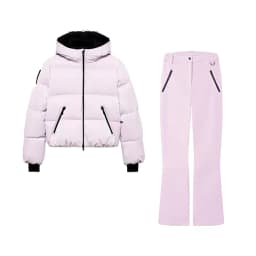 JNLEAOG Autumn New Women's Fashion Ski Series Cotton Jacket Long Pants Street Style Hooded Zipper Closure Regular Fit Pure Color