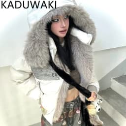 American Vintage Winter Clothes New Fashion Loose Casual Fur Collar Hooded Parkas Harajuku Grunge Streetwear Y2k Jackets Outwear