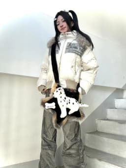 American Vintage Winter Clothes New Fashion Loose Casual Fur Collar Hooded Parkas Harajuku Grunge Streetwear Y2k Jackets Outwear