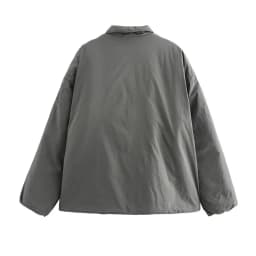Casual Gray Lace Up Coat Women Cotton V-neck Luxury Pocket 2025 Autumn Thick Jackets Female Chic Street All-match Outwear Tops