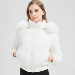 2025 European American New Style Big Fur Collar High Waisted Cotton Padded Jacket Women's Parkas Slim Fit Short Thick Jackets