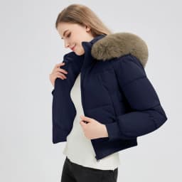 2025 European American New Style Big Fur Collar High Waisted Cotton Padded Jacket Women's Parkas Slim Fit Short Thick Jackets