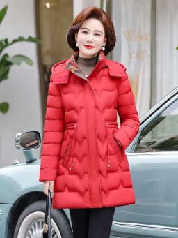 Women's Winter Thickened Long Cotton Jacket Quilted Slim Fit Waist-Cinching down Coat Regular Sleeve Long Zipper Closure