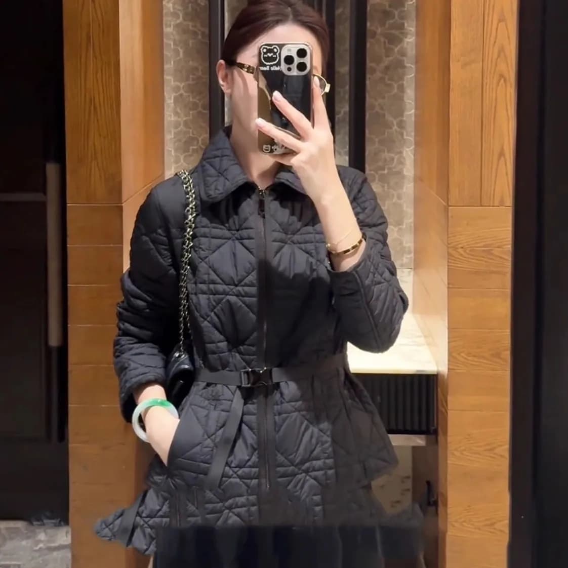 Lightweight Cotton Jacket Women's Spring Autumn Diamond Patterned Frock Coat Slim Fit Quilted Top High-End Feel
