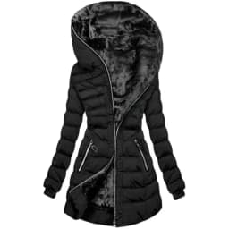Winter Cotton-padded Clothes Womens Hooded Warm Velvet Cotton-padded Clothes Medium and Long Jackets Black Cotton-padded Jackets