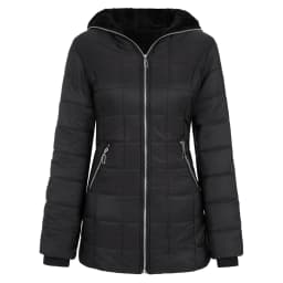 Winter Cotton-padded Clothes Womens Hooded Warm Velvet Cotton-padded Clothes Medium and Long Jackets Black Cotton-padded Jackets