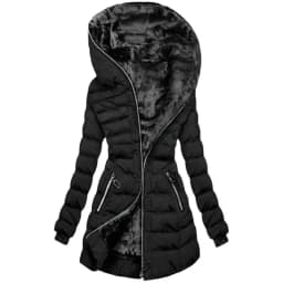 Winter Cotton-padded Clothes Womens Hooded Warm Velvet Cotton-padded Clothes Medium and Long Jackets Black Cotton-padded Jackets