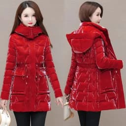New 2025 Shiny Down Cotton Coat Women Korean Winter Thick Warm Long Hooded Parkas Female Casual Windproof Jackets Ladies Outerwe