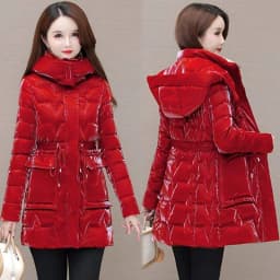 New 2025 Shiny Down Cotton Coat Women Korean Winter Thick Warm Long Hooded Parkas Female Casual Windproof Jackets Ladies Outerwe
