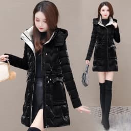 New 2025 Shiny Down Cotton Coat Women Korean Winter Thick Warm Long Hooded Parkas Female Casual Windproof Jackets Ladies Outerwe
