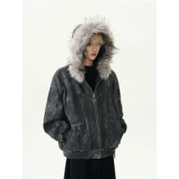 Faux Fur Y2K Parkas Gothic Harajuku Subculture Punk Emo Sweatshirts and Jacket American Vintage Coats with Hooded Women's