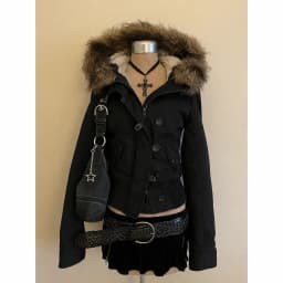 American Vintage Long Sleeve Parkas Faux Fur Collar Women Casual Pure Color Coat Streetwear Zipper Slim Y2k Retro 2025 Autumn