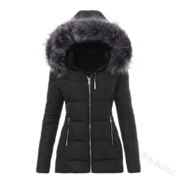 Women Parkas Jacket Cotton Coat Winter Thick Fur Collar Hooded Windproof Padded Jackets Outerwear Zipper Overcoat Office Lady