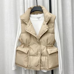 Parkas Women Vest Coats Thick Warm Sleeveless Turn Down Collar Drawstring Tight Waist Coat Single Breasted Autumn Winter