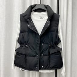 Parkas Women Vest Coats Thick Warm Sleeveless Turn Down Collar Drawstring Tight Waist Coat Single Breasted Autumn Winter