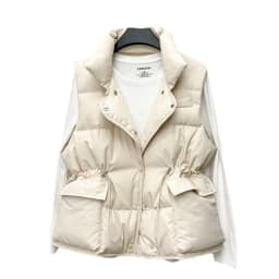 Parkas Women Vest Coats Thick Warm Sleeveless Turn Down Collar Drawstring Tight Waist Coat Single Breasted Autumn Winter