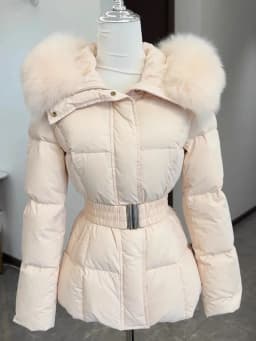 Korean Style Women's Hooded Jacket Warm Cotton Outerwear Coat with Fur Collar Slimming Design Winter Commute Fashion