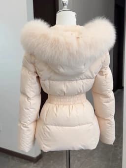 Korean Style Women's Hooded Jacket Warm Cotton Outerwear Coat with Fur Collar Slimming Design Winter Commute Fashion