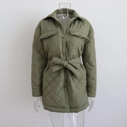 CM.YAYA Vintage Women Argyle Long Sleeve Single Breasted Lapel Collar Slim Parkas Jacket 2022 Autumn Winter Warm Trench Outwear