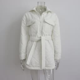 CM.YAYA Vintage Women Argyle Long Sleeve Single Breasted Lapel Collar Slim Parkas Jacket 2022 Autumn Winter Warm Trench Outwear