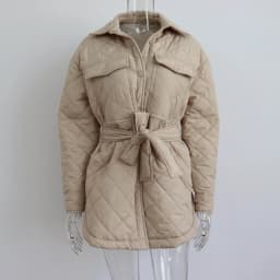 CM.YAYA Vintage Women Argyle Long Sleeve Single Breasted Lapel Collar Slim Parkas Jacket 2022 Autumn Winter Warm Trench Outwear